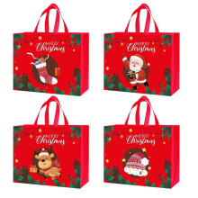 Bolsas reutilizables Pekkaxy para regalos de Navidad, bolsas de tela no tejida para guardar dulces y juguetes, con asas, paquete de 4 u 8 unidades.