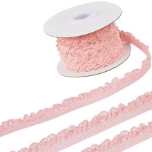 10-Yard Pink Elastic Lace Trim, 13mm, Floral Crocheted, for Lingerie, DIY Sewing, Headbands, Wedding—Compatible with Crafts