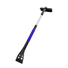 3-in-1 Snow Shovel & Ice Scraper with Retractable Brush, Foam Grip – for Car Windshield/Window (Blue)