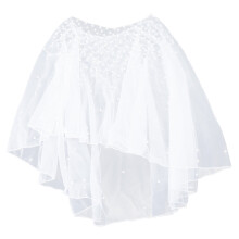 Womens Wedding Bridal Shawl Wrap Capelet See-Through Pearl Beads for Jacket Tulle Bridesmaid Lace-Up