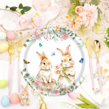 Assiettes de Pâques en papier blanc, 23 cm, lot de 20