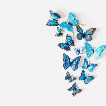 3D Butterfly Wall Decor Blue Stickers 12pcs