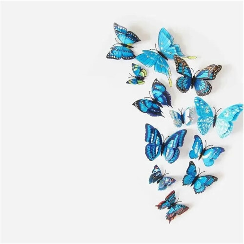 3D Butterfly Wall Decor Blue Stickers 12pcs
