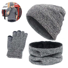 3pcs Warm Knitted Crochet Beanie Hat Snood F Gs Sets