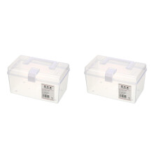 Plastic Carry Storage Box, Clear Art Craft Supply Storage Bin Sewing Box With Handle Lid, Stationery Storage Case for School/Office Supplies