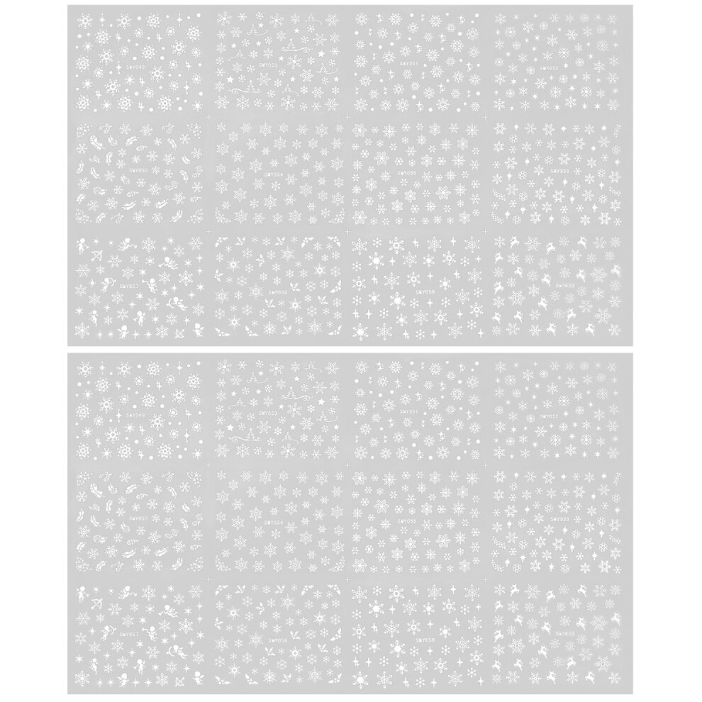Vaguelly 2Pcs 3D Transparent Nail Stickers Snowflake Nail Art Decoration