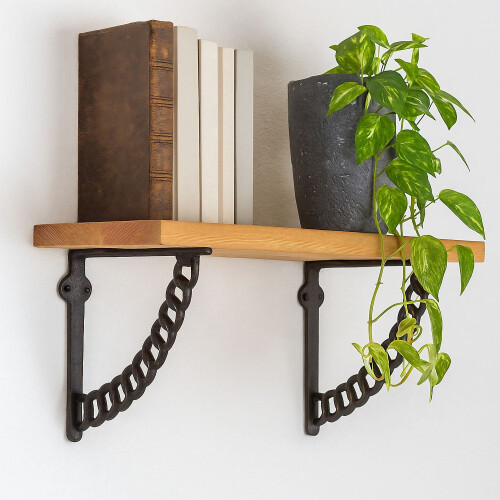 Regalträger, Kettendesign, Gusseisen, 2er-Set