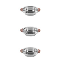 3Pcs Thick Stainless Steel Salad Bowl with Walnut Handles Multi-Use