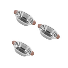3Pcs Multi-Function Stainless Steel Bowl with Double Walnut Handles
