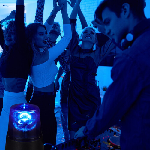 360 drehbare LED-Partylichter, Rot & Blau, 2er-Set