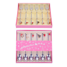 1Set Silver Christmas Pattern Forks and Spoons for Home Use