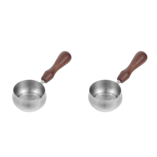 2Pièces Tasses Espresso Bec Verseur Bois Argent
