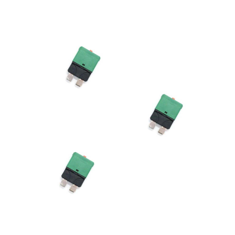3Pcs 30Amp Resettable Mini Breaker Fuse Green For Marine & 3703969101050