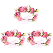 3Pcs Pink Fabric Simulation Rose Hair Ornaments Decorative Accessories