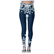 Kerstlegging voor dames met sneeuwvlokkenprint, middelhoge taille, hoge stretch, strakke broek met kerstmanprint, stijlvolle broek
