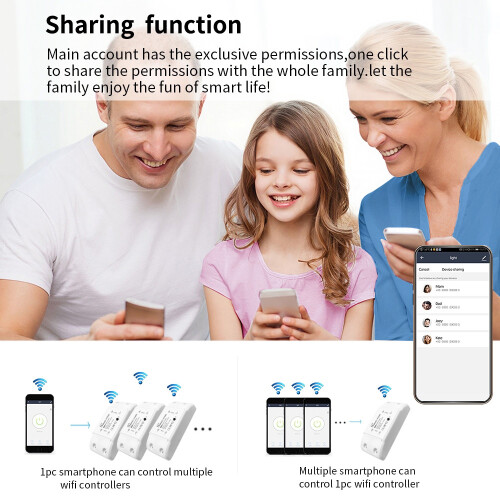 Smart WiFi & BT 10A Light Switch with Timer, Voice Control, 88x40x14mm 1