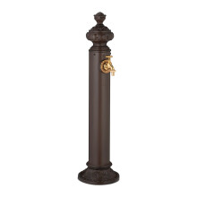 Antiker Gartensäulenbrunnen mit goldenem Wasserhahn, 87 cm