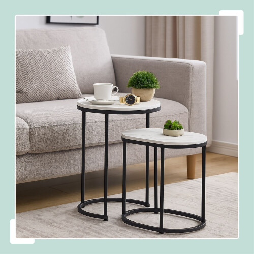 Satztische in Marmoroptik - 2er-Set, Wohnzimmer
