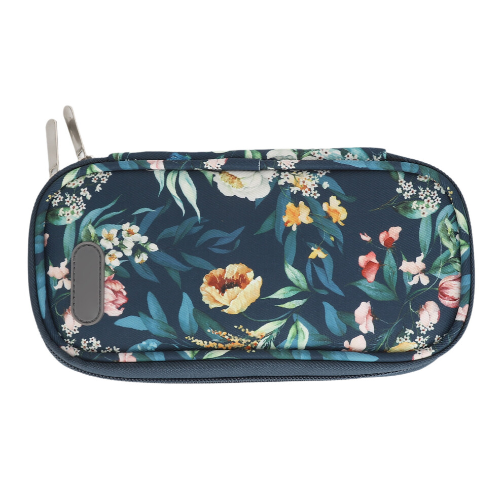 Blue Portable Insulin Cooler Bag Eva Insulin Pen Travel Case Camellia Flower