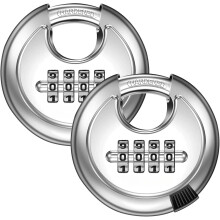 4-cijferig combinatieslot met schijf en geharde beugel, buitencombinatieslot voor poorten, schuren, opslagruimtes, garages, hekken, lockers (2 stuks)