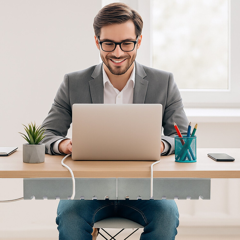 Desk Cable Trays Set, Steel Cable Management for PC/TV