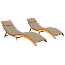 Transat - Juego de 2 - Madera de acacia - Plegable - Con cojines decorativos