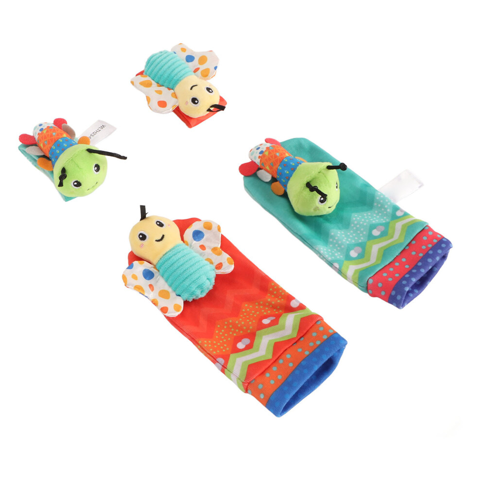 Cute Baby Wrist Rattle Socks Set for Infant, Soft Cartoon Animal Design