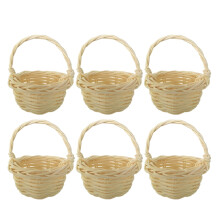 Miniatur-Rattankorb-Blumenarrangement, 6 Stück