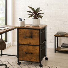 Mobile File Cabinet, 2 Drawers, Industrial Style