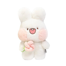 Schattig 24 cm Kawaii Konijn Pluche Kussen – Zacht knuffelkonijn met aardbei, Paascadeau voor meisjes en jongens, Geschikt voor slaapkamer en