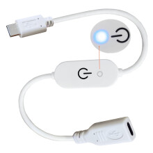 Cabo de controle com interruptores de toque tipo C de alta capacidade de carga e indicadores azuis para espaços de trabalho criativos.