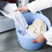 Storage Basket Light Colorful Plastic Pail Thick Material Rope Handle, Portable Carry Design, Bathroom Laundry Bin, Household Utility Organizer