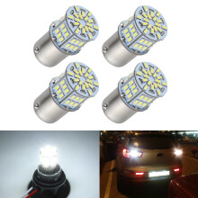 4 żarówki LED 1156, 12 V, superjasne światła cofania/cofania/tylne/hamulcowe/kierunkowskazowe – bursztynowo-żółte, kompatybilne z