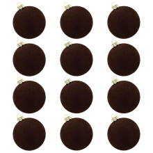12 Pieces Velvet Christmas Ball Ornaments Christmas Tree Decor Elegant Sturdy Decorative Hanging for Party Home Wedding Decor Coffee