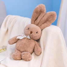 Iepuraș de Paște cu lavandă - Iepuraș de pluș pufos violet cu fundă de satin pentru cadouri de Paște și ziua de naștere (maro - 9,8 in) #4609