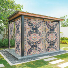 Black Boho Outdoor Curtains 54x108in – Waterproof, Grommet, Oriental Medallion Design, Compatible with Patio, Porch, Gazebo, Garden, Pergola