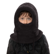 AWZXDE Kids Warm Winter Hat With Attached Ear And Neck Gaiter Kids Winter Hat Thermal For Skiing Cycling Cold Weather Outdoor Activities Black