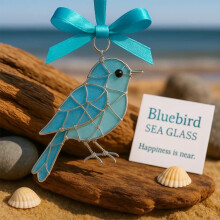 Décoration oiseau en verre de mer bleu minimaliste en plastique 1 pièce