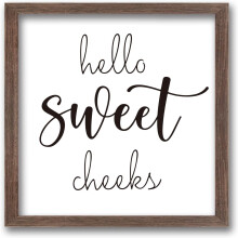 Plakat artystyczny Hello Sweet Cheeks, rama z litego drewna, 13x13 cali