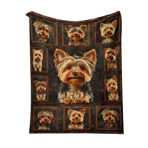 Κουβέρτα φανέλας Yorkshire Terrier – Μαλακή κουβέρτα με σχέδιο σκύλου για καναπέ,