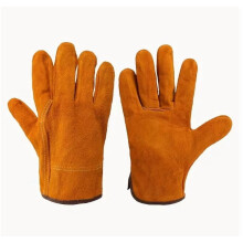 1 paire de gants de travail en cuir, résistants aux morsures d'animaux, pour le jardinage, la forge, la cheminée, le poêle à bois, le foyer