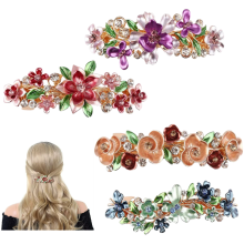 Vintage-Haarspangen aus Metall mit Blumenmotiven, 4 Stück