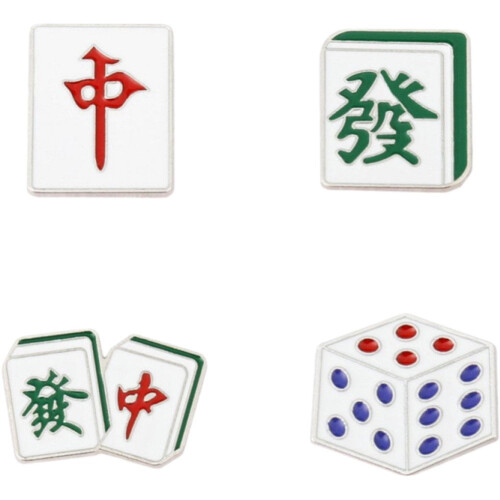 4PCS Mahjong Καρφίτσες Κινέζικο Mahjong Μεταλλικό Σήμα Καρφίτσα Σμάλτο Καρφίτσα για