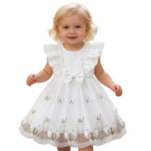 Vestido floral princesa para meninas, sem mangas, com tutu e babados.