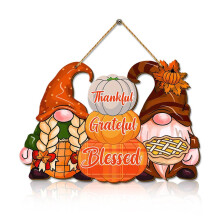 Décorations d'automne Qocolhg pour la maison, panneau en bois décoratif avec citrouille et gnome de Thanksgiving, décorations de Thanksgiving pour
