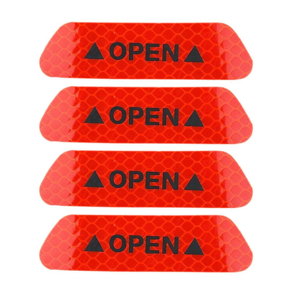 4Pcs "Open" Car Reflective Stickers Safety Warning Waterproof Decal Universal Yellow/Red/Green 9340959146543