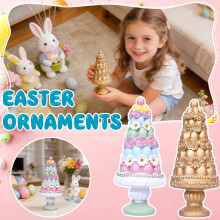 Easter Tree Figurine Resin Statue, Fine Craftsmanship Table Centerpiece Ornament for Living Room, Spring Holiday, and Home Decor,D