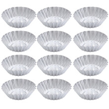 100 buc forme de tartă din aliaj de aluminiu, forme reutilizabile de copt cu design antiaderent