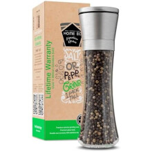 Stainless Steel Adjustable Ceramic Salt/Pepper Grinder, Tall Glass Spice Shaker – 1pk w/EBook