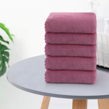Velvet Bath Towel Absorbent Solid Color Cloth Red Washcloths, 12 x 24 inch Thick Soft Easy to Carry Gift Towels 5 Pack